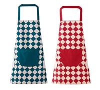 DILLMAN 2 Pack Floral Aprons with Pocket, Blooming Womens Aprons Waterproof Adjustable Cooking Aprons for Kitchen Gardening and Salon (2Pack #D)