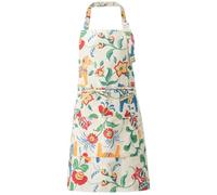 DILLMAN Aprons for Women with Pockets, Cotton Linen, Cooking, Kitchen, Baking, Soft, Durable, Flower Apron for Gardening, White/Opulent Garden, Full Length, Einheitsgröße Fits Most Adults