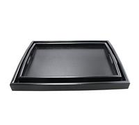 DILLMAN Serving Tray Large Black Wood Rectangle Food Butler Breakfast Tray With Handles (Large+Small)