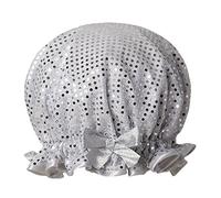 Dilly Daydream Sparkle Silver Shower Cap - Glittery Bath Hat - Handmade In The UK - Adjustable - Waterproof - Washable