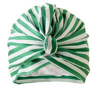 Dilly Daydream Stripey Green Shower Turban - Lycra Shower Cap - British Made - Waterproof Lining - Flattering Design - Easy To Slip On And Off