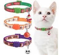 DILLYBUD Christmas Cat Collar with Bells, Breakaway Kitten Collar for Girl Boy Cats, Cat Holiday Collars Adjustable 8-12inch for Kitty Kitten Adult Cats Dogs, Pet Christmas Supplies Stuff Accessories