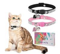 DILLYBUD Rhinestone Cat Collar Breakaway with Bell, Diamond Cat Collar with Safety Buckle Quick Release for Girl Boy Small Kitten Pets Puppy,Cute Soft Female Male Cat Collars,Color Pink & Black 8-12"