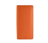 DiLoro Leather Zippered Triple or Quad Pen Case Pencil Pouch Holder for Three or Four Fountain Ballpoint Rollerball Pens or Glasses (Nappa Orange)