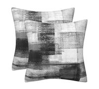 DILOXNSU Set of 2 Cushion Covers 45 x 45 Double-Sided Black White Velvet Modern Abstract Art Square 18 x 18 Inches Pillowcases for Sofa Livingroom Bed Room