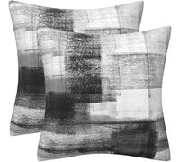 DILOXNSU Set of 2 Velvet Cushion Covers, 40 x 40 cm, Black, Grey, White - Modern Abstract Decorative Couch Cushions