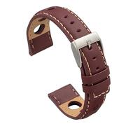 diloy Calf leather rally racing perforated strap - Sport design for watch - Sizes 20mm 22mm 24mm - Black brown burgundy or navy blue P355 Burgundy 20mm