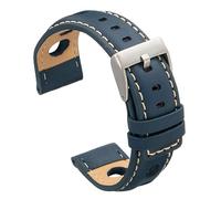 diloy Calf leather rally racing perforated strap - Sport design for watch - Sizes 20mm 22mm 24mm - Black brown burgundy or navy blue P355 Navy Blue 20mm