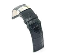 diloy Classic leather strap crocodile grain - hidden clasp - 20mm 22mm - elegant & durable - Ref. 336 Black 20mm