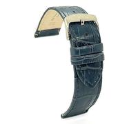 diloy Classic watch strap calf leather crocodile grain square scales comfortable - Stainless steel buckle - Sizes 12mm 14mm 16mm 18mm 20mm 22mm 402 Navy Blue 22mm