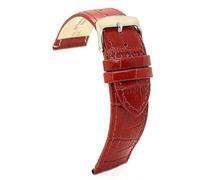 diloy Classic watch strap calf leather crocodile grain square scales comfortable - Stainless steel buckle - Sizes 12mm 14mm 16mm 18mm 20mm 22mm 402 Red 20mm