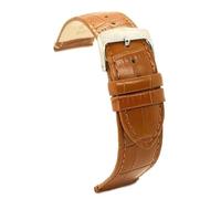 diloy Classic watch strap calf leather crocodile grain square scales comfortable - Stainless steel buckle - Sizes 12mm 14mm 16mm 18mm 20mm 22mm 402 Tan 20mm