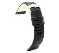 diloy Classic watch strap calf leather lizard grain comfortable - Stainless steel buckle - Sizes 12mm 14mm 16mm 18mm 20mm 22mm 407 Black 18mm