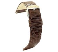 diloy Classic watch strap calf leather lizard grain comfortable - Stainless steel buckle - Sizes 12mm 14mm 16mm 18mm 20mm 22mm 407 Dark Brown 22mm
