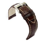 diloy Crocodile grain padded smooth leather sports watch strap square scale - Sizes 14mm 16mm 18mm 20mm 22mm 24mm 26mm 28mm 30mm - Durable and stylish design 368 Marron y Blanco 26mm