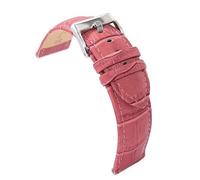 diloy Crocodile grain padded smooth leather sports watch strap square scale - Sizes 14mm 16mm 18mm 20mm 22mm 24mm 26mm 28mm 30mm - Durable and stylish design 368 Light Pink 30mm