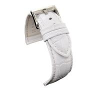 diloy Crocodile grain padded smooth leather sports watch strap square scale - Sizes 14mm 16mm 18mm 20mm 22mm 24mm 26mm 28mm 30mm - Durable and stylish design 368 White 18mm