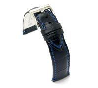 diloy Crocodile grain padded smooth leather sports watch strap square scale - Sizes 14mm 16mm 18mm 20mm 22mm 24mm 26mm 28mm 30mm - Durable and stylish design 368 Black and Blue 22mm