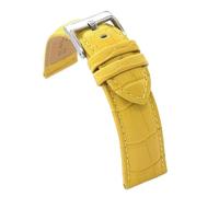 diloy Crocodile grain padded smooth leather sports watch strap square scale - Sizes 14mm 16mm 18mm 20mm 22mm 24mm 26mm 28mm 30mm - Durable and stylish design 368 Amarillo 28mm