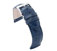 diloy Crocodile grain padded smooth leather sports watch strap square scale - Sizes 14mm 16mm 18mm 20mm 22mm 24mm 26mm 28mm 30mm - Durable and stylish design 368 Navy Blue 26mm
