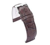 diloy Crocodile grain padded smooth leather sports watch strap square scale - Sizes 14mm 16mm 18mm 20mm 22mm 24mm 26mm 28mm 30mm - Durable and stylish design 368 Dark Brown 28mm