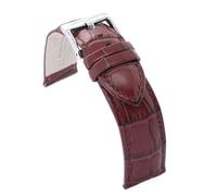 diloy Crocodile grain padded smooth leather sports watch strap square scale - Sizes 14mm 16mm 18mm 20mm 22mm 24mm 26mm 28mm 30mm - Durable and stylish design 368 Medium Brown 28mm