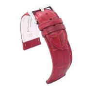 diloy Crocodile grain padded smooth leather sports watch strap square scale - Sizes 14mm 16mm 18mm 20mm 22mm 24mm 26mm 28mm 30mm - Durable and stylish design 368 Burgundy 28mm