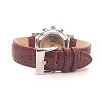 diloy Crocodile grain padded smooth leather sports watch strap square scale - Sizes 14mm 16mm 18mm 20mm 22mm 24mm 26mm 28mm 30mm - Durable and stylish design 368 Medium Brown and Black 18mm
