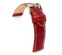 diloy Crocodile grain padded smooth leather sports watch strap white stitching - Sizes 14mm 16mm 18mm 20mm 22mm 24mm 26mm 28mm 30mm - Durable and stylish 378 Burgundy 28mm
