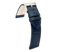 diloy Crocodile grain smooth leather sports watch strap flat square scale - Sizes 14mm 16mm 18mm 20mm 22mm 24mm - Durable and stylish design 361 Navy Blue 24mm