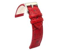 diloy Crocodile grain smooth leather sports watch strap flat square scale - Sizes 14mm 16mm 18mm 20mm 22mm 24mm - Durable and stylish design 361 Burgundy 14mm