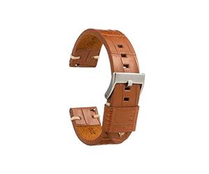 diloy Handmade watch strap calf leather crocodile grain vintage style - Stainless steel buckle - Sizes 20mm 22mm 24mm 403 Tan 24mm