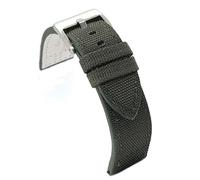 diloy Kevlar and Leather Watch Strap - Flat, Sporty, Inner Lining - Available 18mm 20mm 22mm 24mm 416 Mlitary Green 20mm