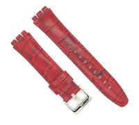 diloy Leather watch strap compatible with Swatch Irony and Scuba Crocodile Alligator Engraved Leather 21-23mm Ref 328 Burgundy 21mm