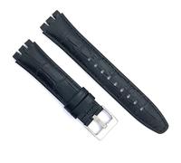 diloy Leather watch strap compatible with Swatch Irony and Scuba Crocodile Alligator Engraved Leather 21-23mm Ref 328 Black 23mm