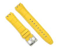 diloy Leather watch strap compatible with Swatch Irony and Scuba Crocodile Alligator Engraved Leather 21-23mm Ref 328 Amarillo 21mm