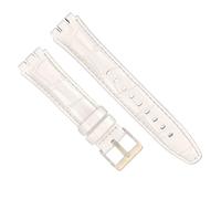 diloy Leather watch strap compatible with Swatch Irony and Scuba Crocodile Alligator Engraved Leather 21-23mm Ref 328 White 21mm