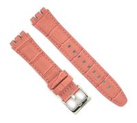 diloy Leather watch strap compatible with Swatch Irony and Scuba Crocodile Alligator Engraved Leather 21-23mm Ref 328 Light Pink 21mm