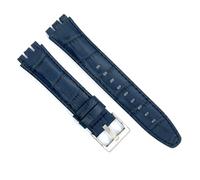 diloy Leather watch strap compatible with Swatch Irony and Scuba Crocodile Alligator Engraved Leather 21-23mm Ref 328 Navy Blue 21mm