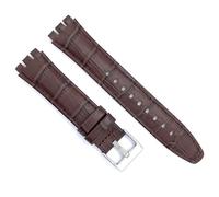 diloy Leather watch strap compatible with Swatch Irony and Scuba Crocodile Alligator Engraved Leather 21-23mm Ref 328 Dark Brown 21mm