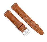 diloy Leather watch strap compatible with Swatch Irony and Scuba Crocodile Alligator Engraved Leather 21-23mm Ref 328 Tan 21mm