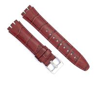 diloy Leather watch strap compatible with Swatch Irony and Scuba Crocodile Alligator Engraved Leather 21-23mm Ref 328 Medium Brown 23mm