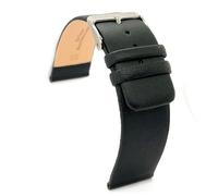diloy Leather watch strap for classic watches - Smooth cowhide, seamless minimalist design - Sizes 18mm, 20mm, 22mm, 24mm, 26mm, 28mm, 30mm 327 Black 28mm
