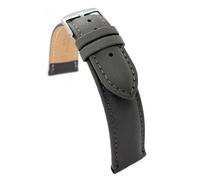 diloy Leather watch strap for classic watches - Smooth stitched cowhide, padded, stainless steel buckle - Sizes 8mm, 10mm, 12mm, 14mm, 16mm, 18mm, 19mm, 20mm, 22mm, 24mm 302 Grey 18mm