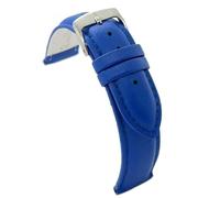 diloy Leather watch strap for classic watches - Smooth stitched cowhide, padded, stainless steel buckle - Sizes 8mm, 10mm, 12mm, 14mm, 16mm, 18mm, 19mm, 20mm, 22mm, 24mm 302 Blue 20mm