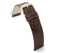 diloy Leather watch strap for dress watches - Genuine cowhide with round crocodile embossing - Flat, classic style, stainless steel buckle - Sizes 12mm 14mm 16mm 18mm 20mm 22mm P209 Dark Brown