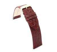 diloy Leather watch strap for dress watches - Genuine cowhide with round crocodile embossing - Flat, classic style, stainless steel buckle - Sizes 12mm 14mm 16mm 18mm 20mm 22mm P209 Burgundy 18mm