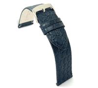 diloy Leather watch strap for dress watches - Genuine cowhide with round crocodile embossing - Flat, classic style, stainless steel buckle - Sizes 12mm 14mm 16mm 18mm 20mm 22mm P209 Navy Blue 12mm