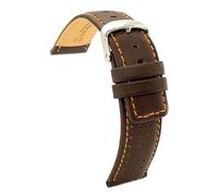 diloy Perforated smooth leather rally racing strap Colored contrast stitching - Sport design for watch - Sizes 18mm 20mm 22mm 24mm Black brown red navy blue 367 Dark Brown 18mm