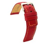 diloy Perforated smooth leather rally racing strap Colored contrast stitching - Sport design for watch - Sizes 18mm 20mm 22mm 24mm Black brown red navy blue 367 Burgundy 20mm